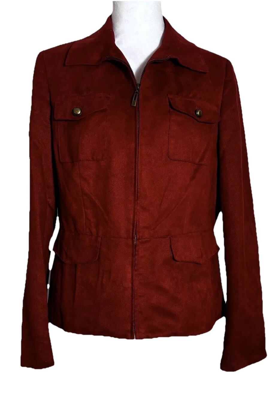 Evan-Picone Women’s Blazer Jacket Size 10 Dark Red Faux Suede Career Wear